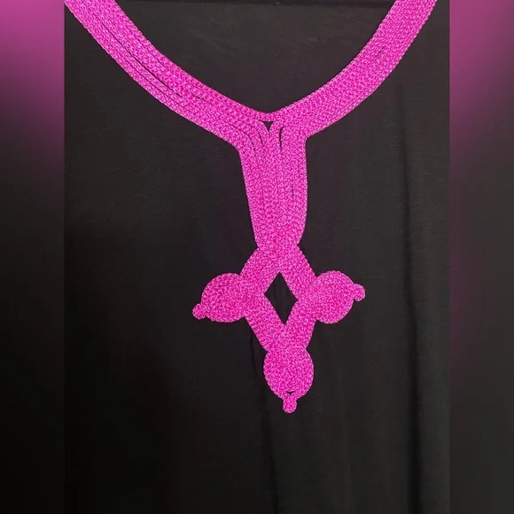 Pitusa Gaia Kaftan Black Pink Trim OS - Picture 4 of 10